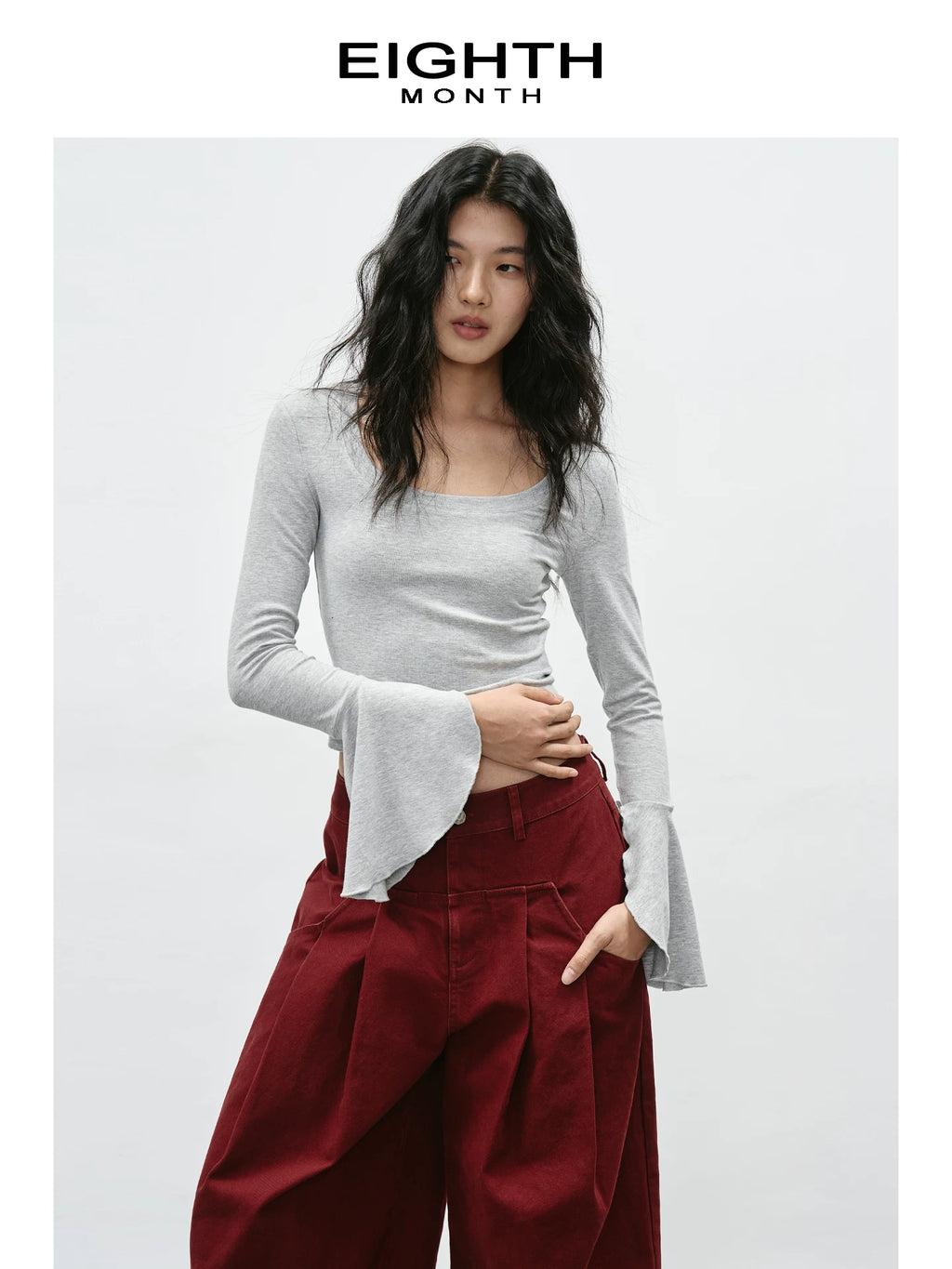 EIGHTHMONTH Skin-friendly and Breathable Square Collar Short Long Sleeves
