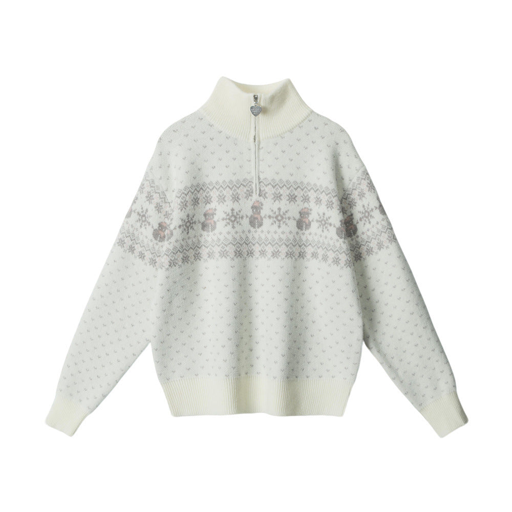 Nariele Pullover Half-zip Turtleneck Loose Sweater