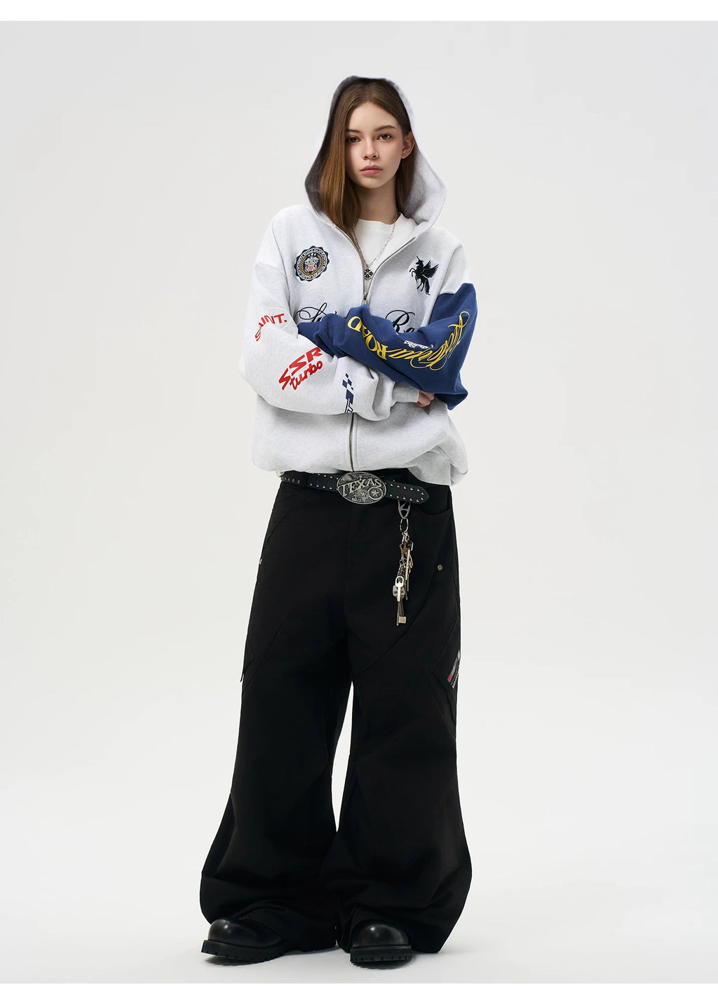 SSR Logo Embroidery Stitching Contrasting Sweater Jacket