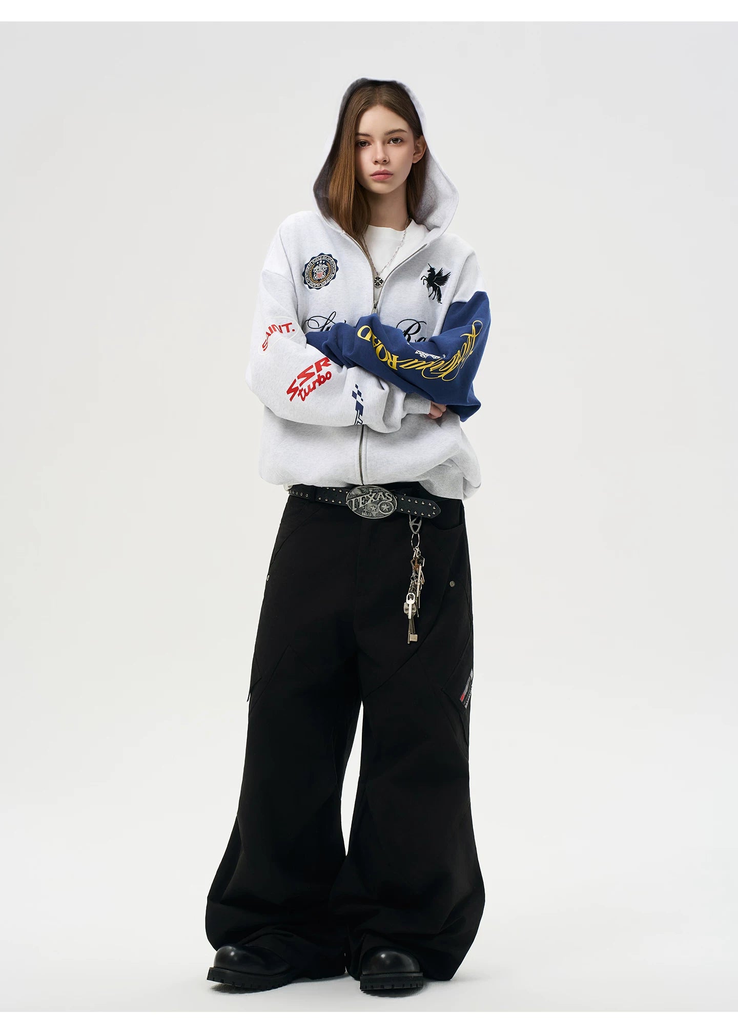 SSR Logo Embroidery Stitching Contrasting Sweater Jacket