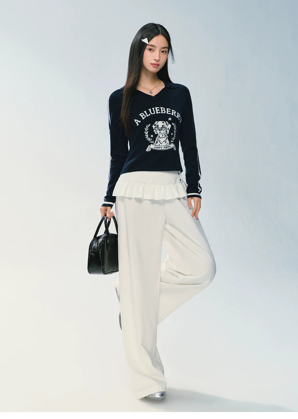 Ablueberry Fake Two-Piece Fart Curtain Straight Casual Pants