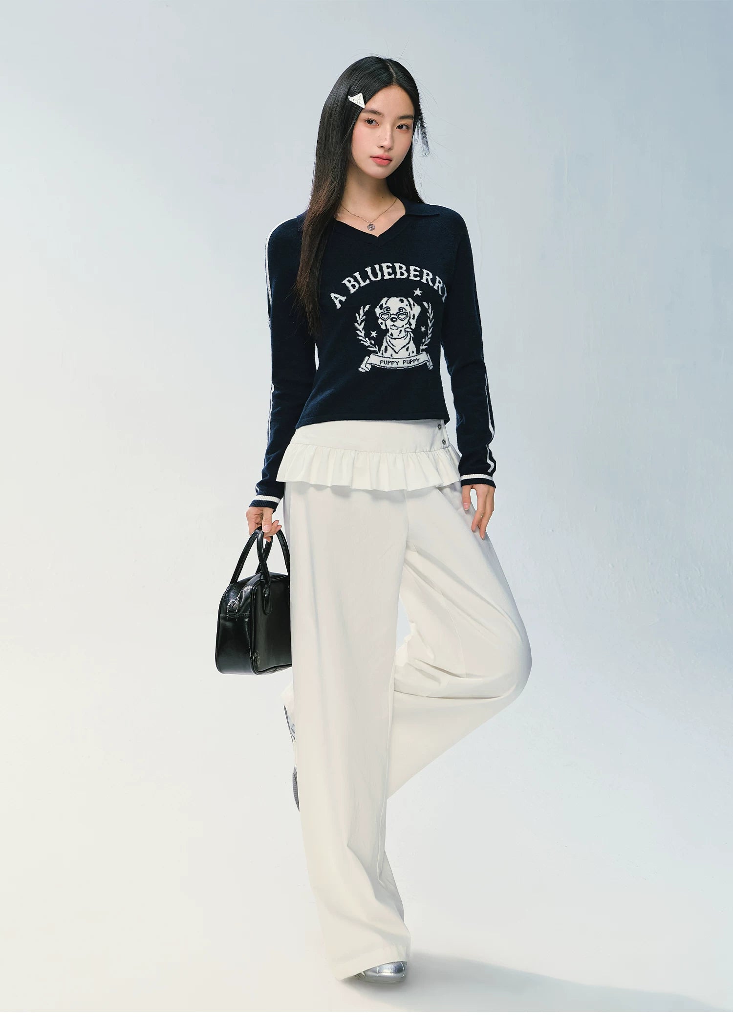 Ablueberry Fake Two-Piece Fart Curtain Straight Casual Pants
