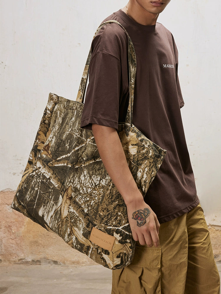 Madeinerror Vintage Camouflage Large Capacity Shoulder Portable Tote Bag