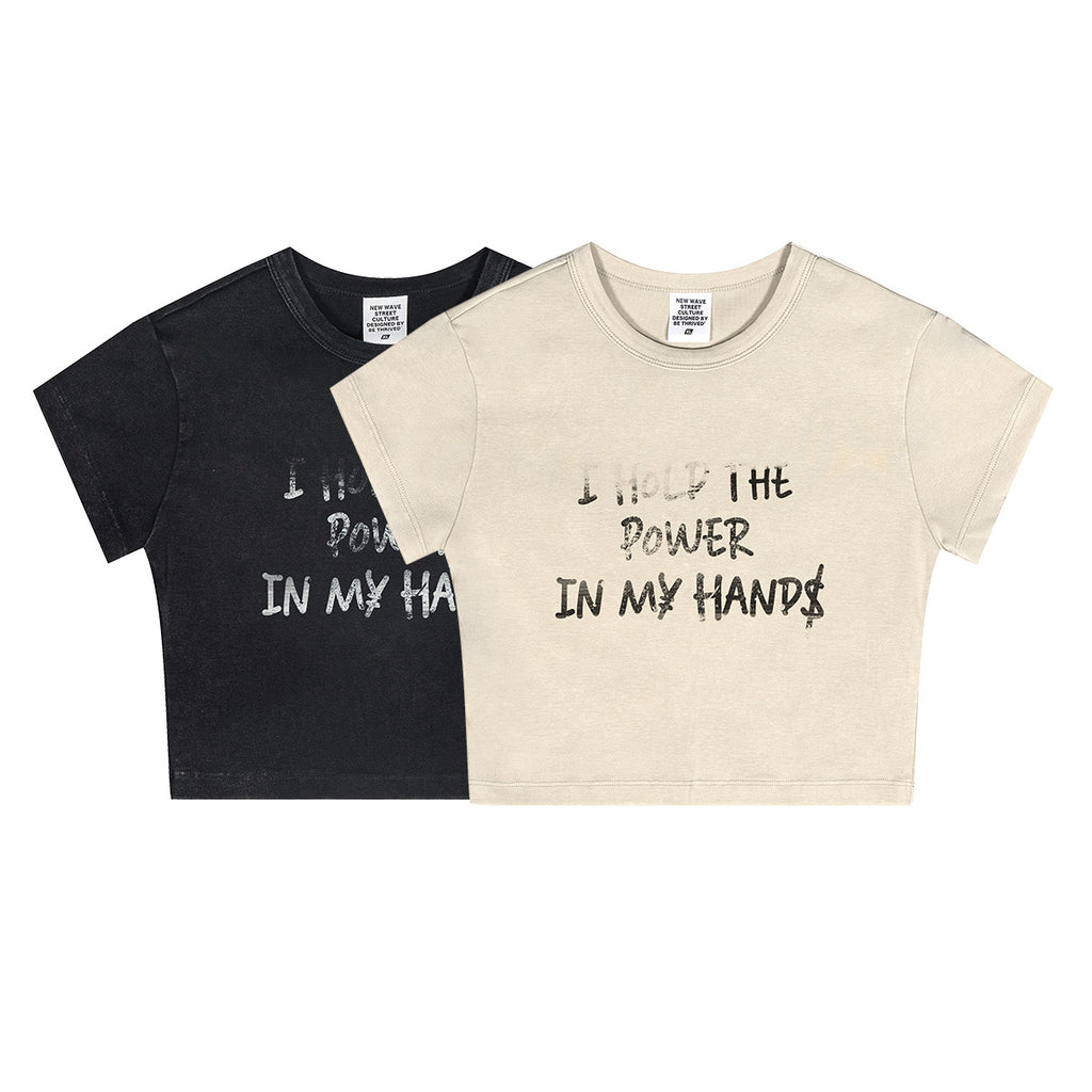 BE Women's Letter tee Slim Fit Crop Top