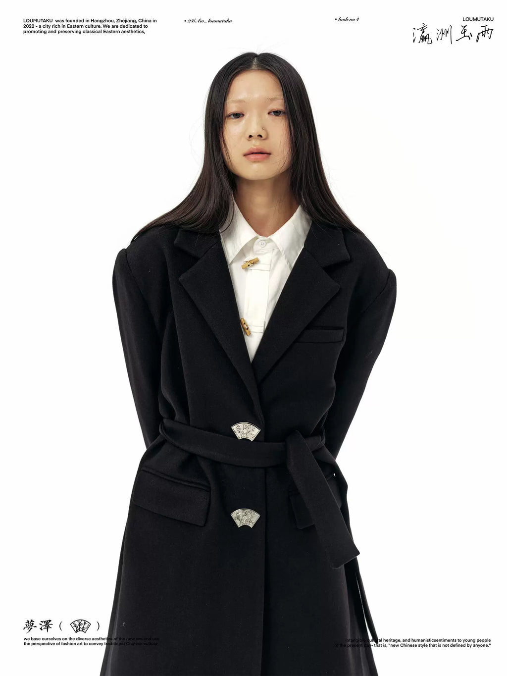 LOUMUTAKU Metal Window Button Woolen Coat Jacket