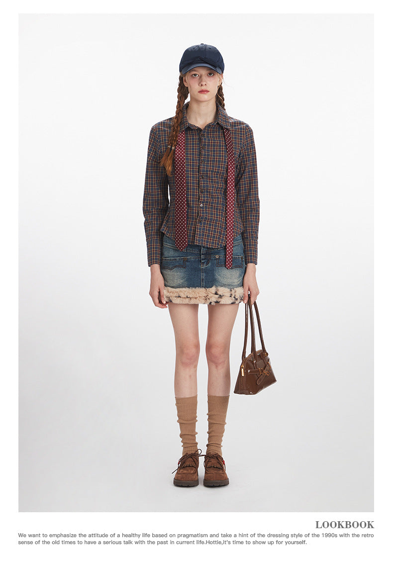 Nariele Plaid Slim Skinny Long Sleeve Shirt