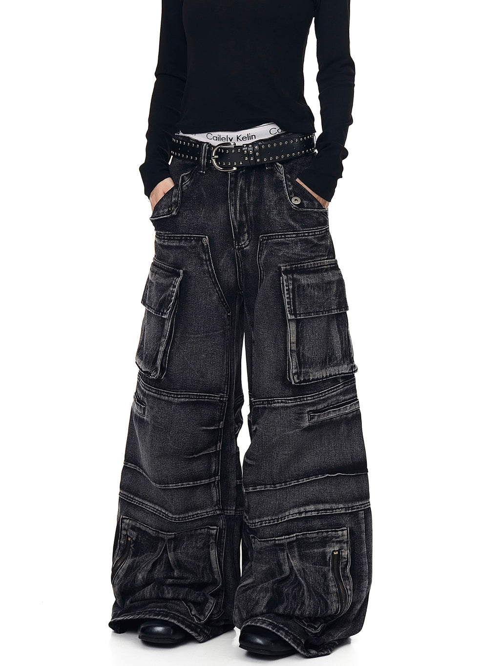 BLACKLISTS Deconstructed Multi-pocket Tooling Jeans