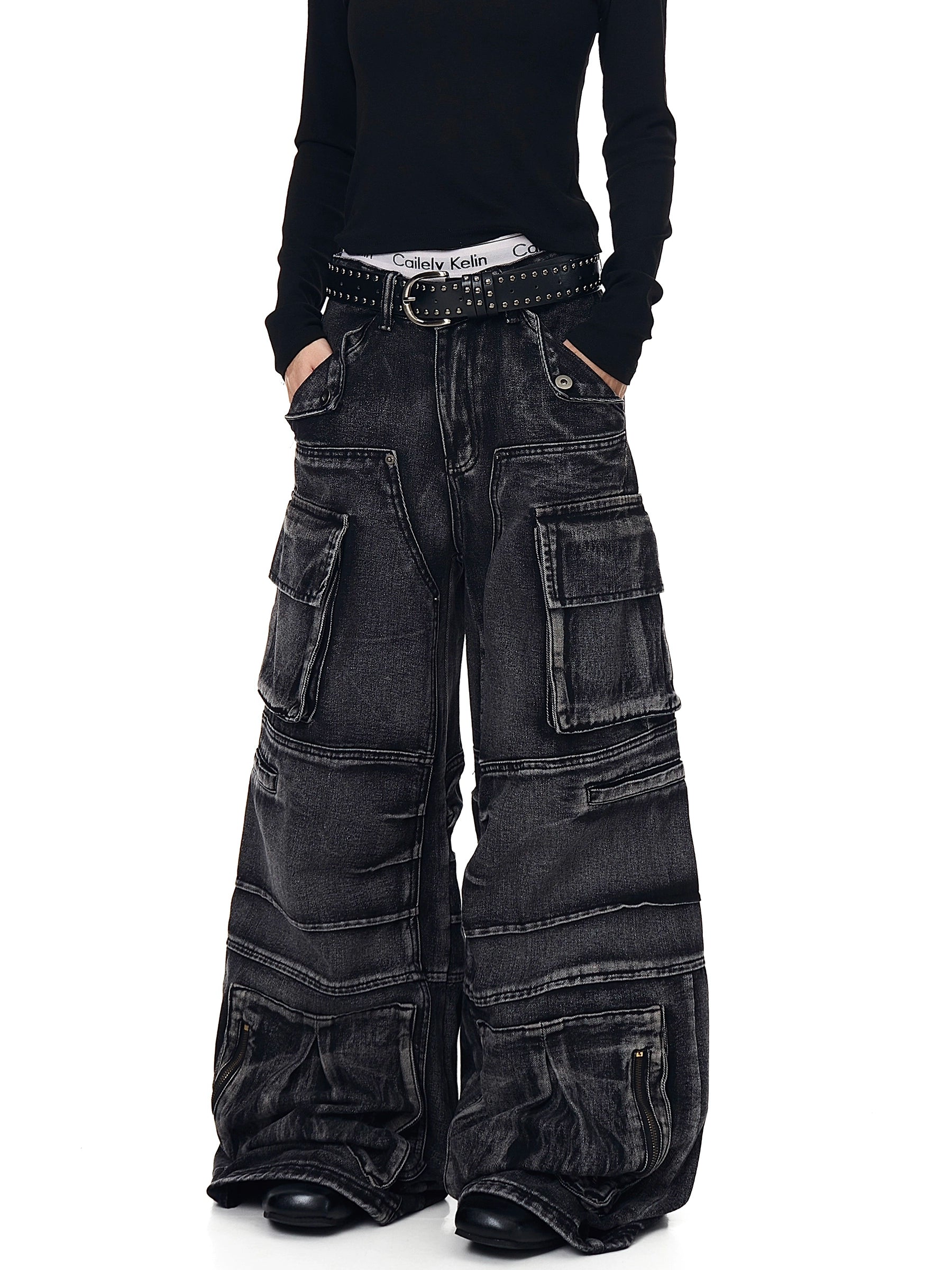 BLACKLISTS Deconstructed Multi-pocket Tooling Jeans