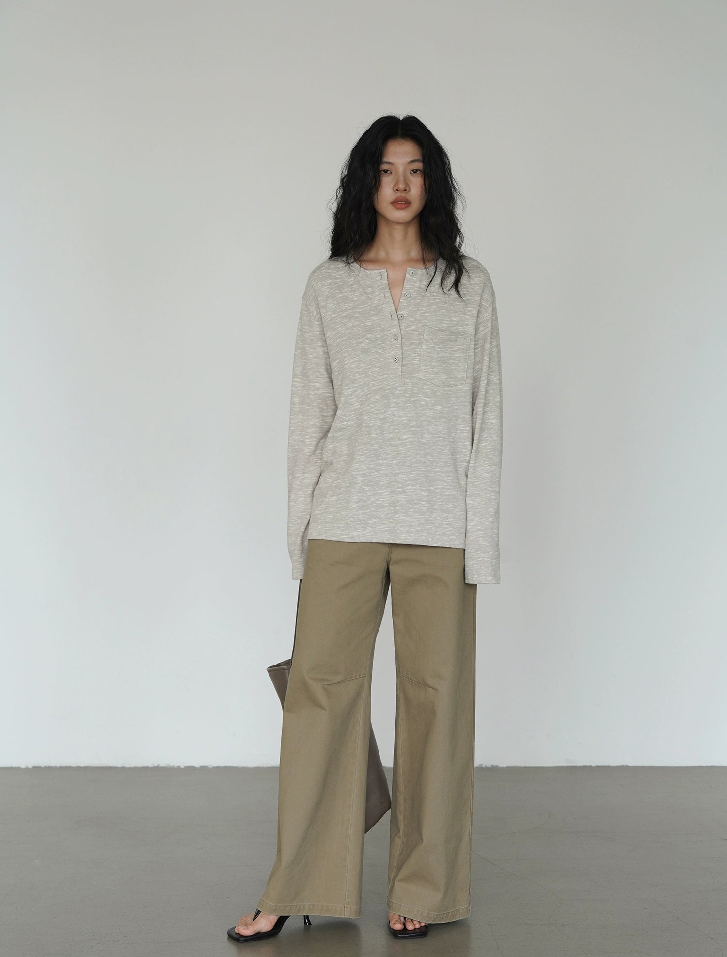 EIGHTHMONTH Korean Lazy Style V-neck Long Sleeve