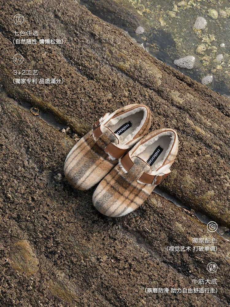 Milooey Retro Flat Leather Plush Shoes
