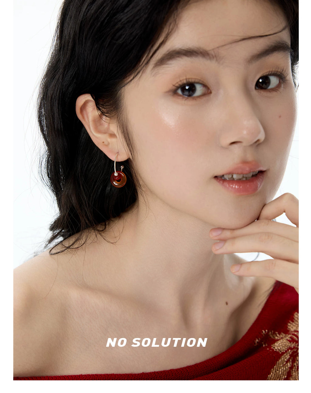 NO SOLUTION Safety Buckle Agate Earrings