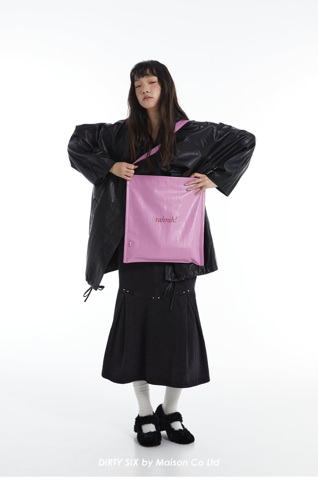 DirtySix "rahrah!" contrasting embroidery thread leather tote bag