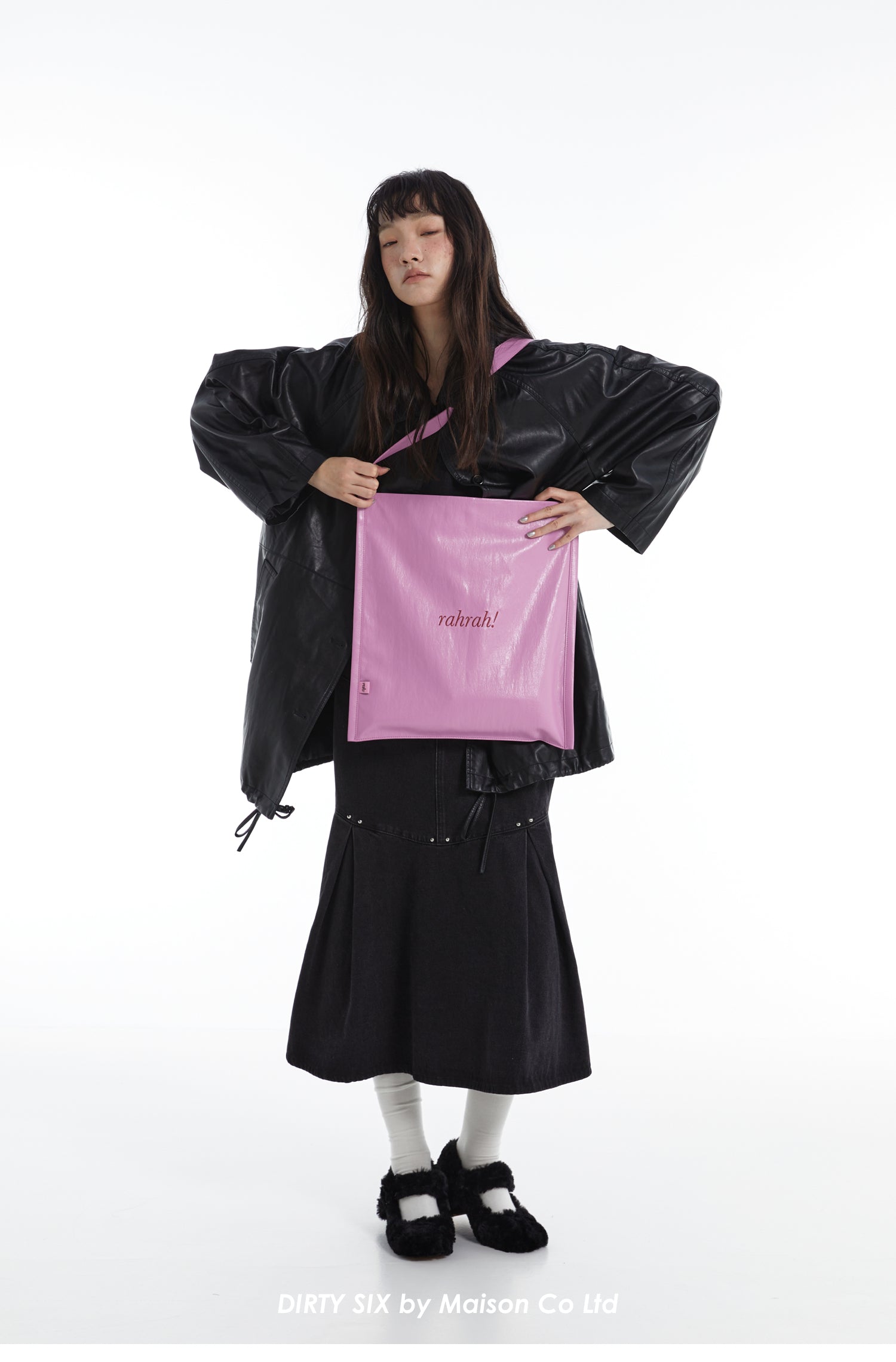 DirtySix "rahrah!" contrasting embroidery thread leather tote bag