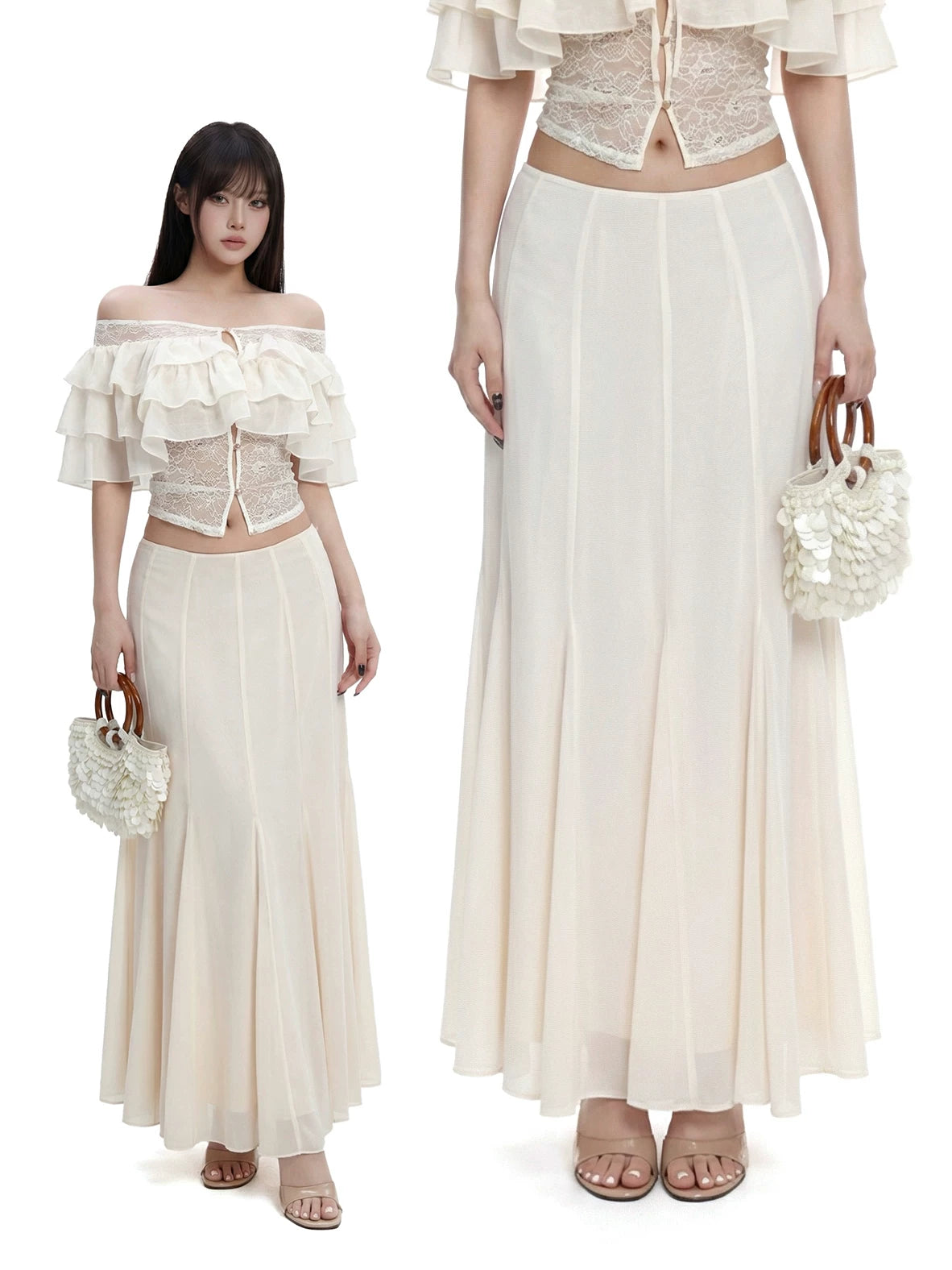 WITHMIN Low Waist and Thin Casual Versatile Straight Skirt