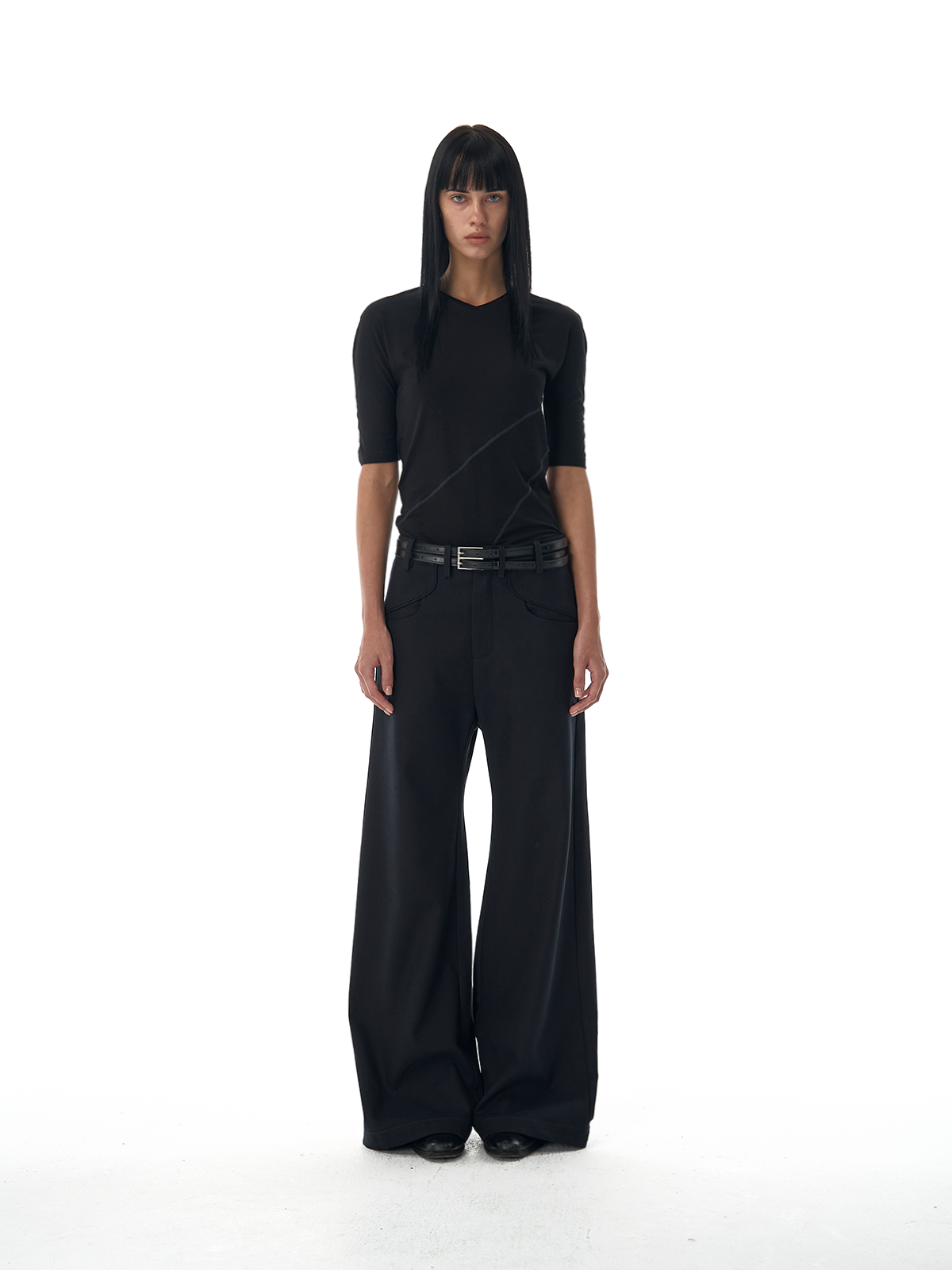 BEVAN UP Tencel A-shaped Silhouette-cut Micro-pull Trousers