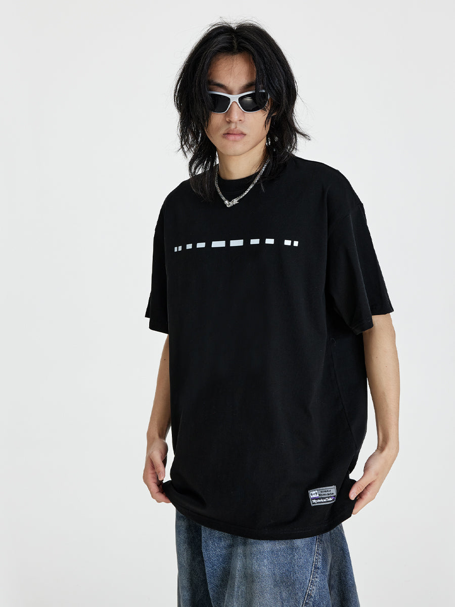 (NMK) Morse Code Cotton Loose Heavy Short Tee