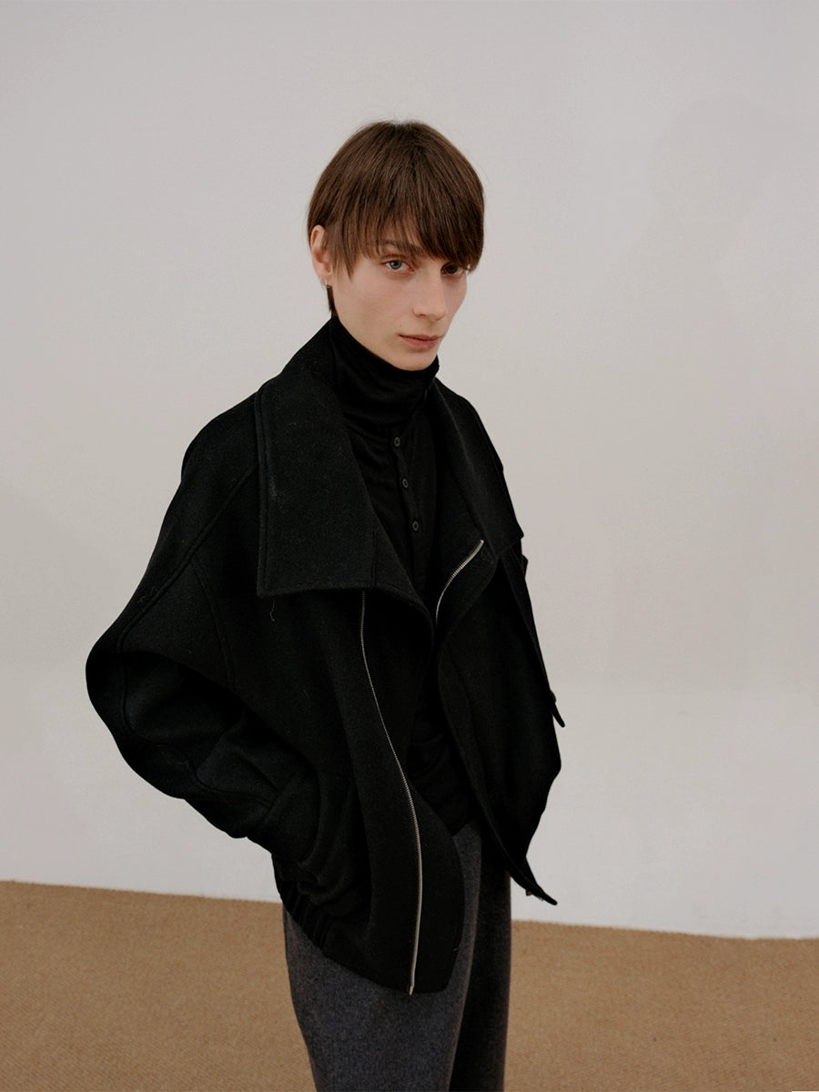 COLN Turtleneck Wool Short Woolen Coat