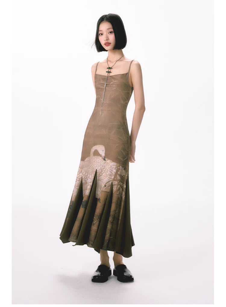 YEDM Elastic Suspender Fishtail Dress
