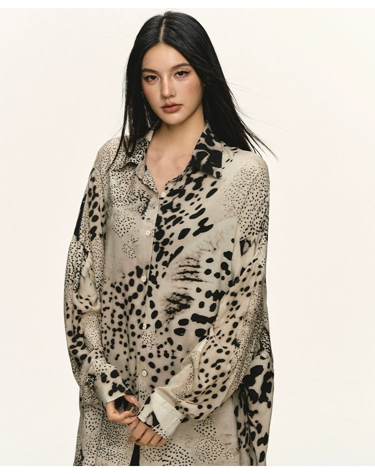 Anna Aneae Leopard Print Long Sleeve Shirt