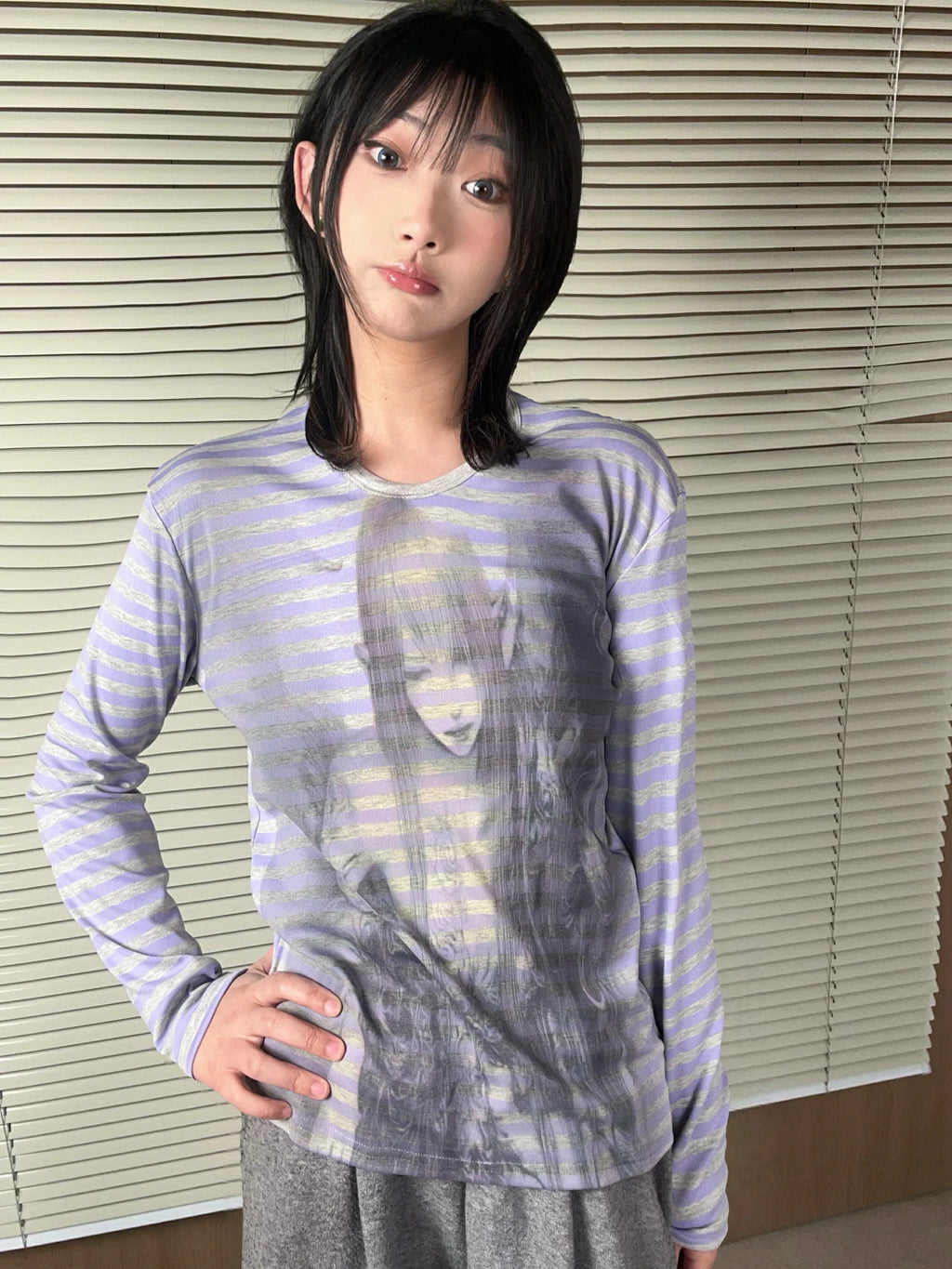 WEBBAR Striped Casual Versatile Long Sleeve