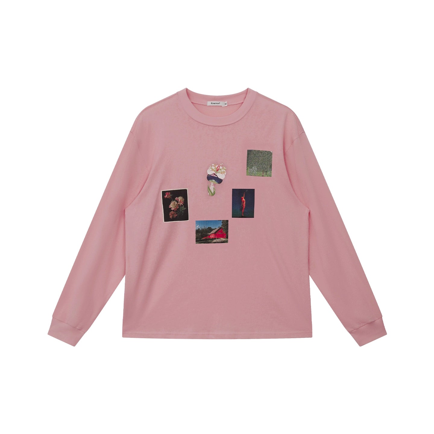 FUNKYFUN Plant Flower Collage Print Loose Long Sleeve