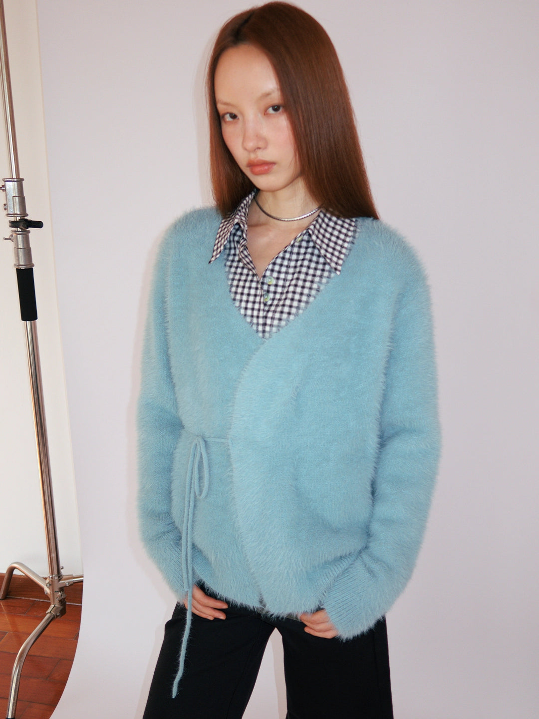 FUNKYFUN Lace-up Cardigan V-neck Sweater Jacket