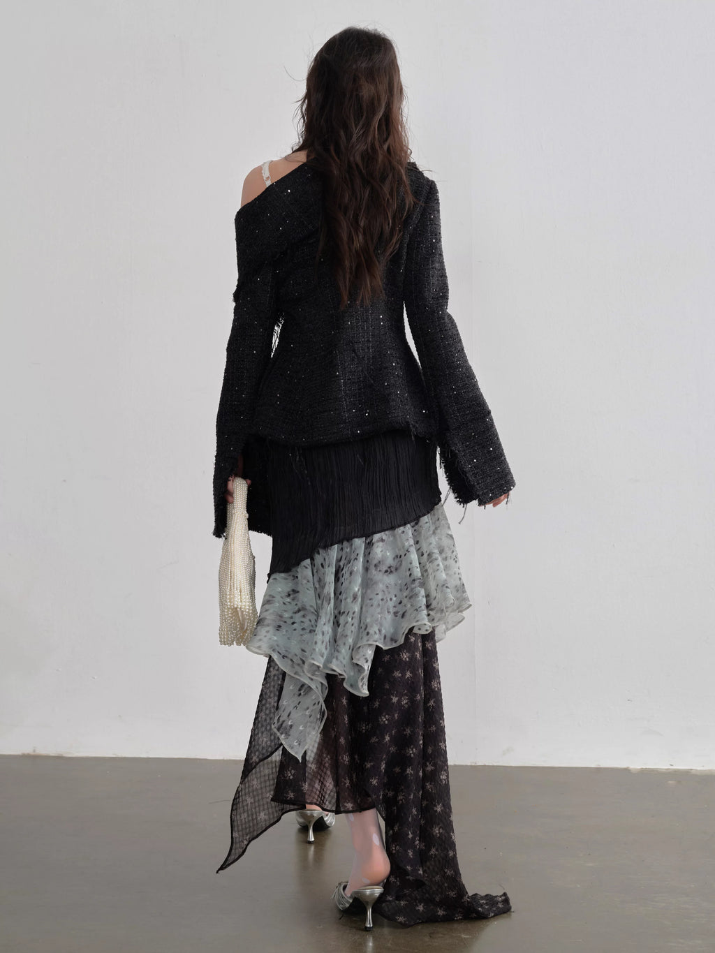 JNYLON Stitching Contrasting Color Irregular Half Skirt