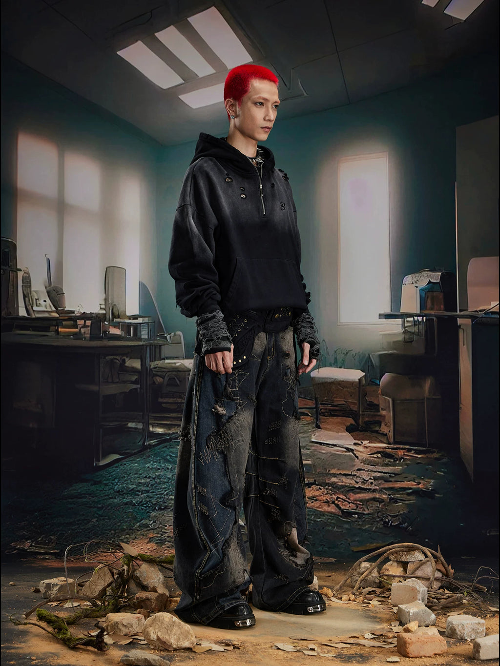 NOMANIAI Wasteland Heavy Industries Patch Old Rough Scimitar Jeans