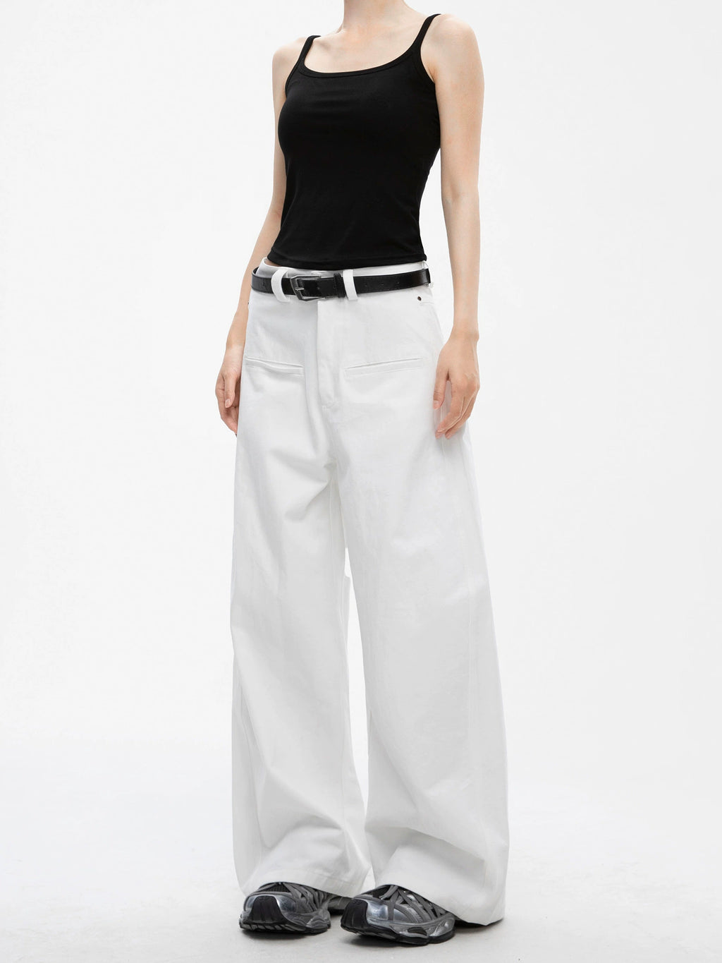 ICH MODE Loose Bf Straight-leg Pants High Waist Wide Leg Trousers