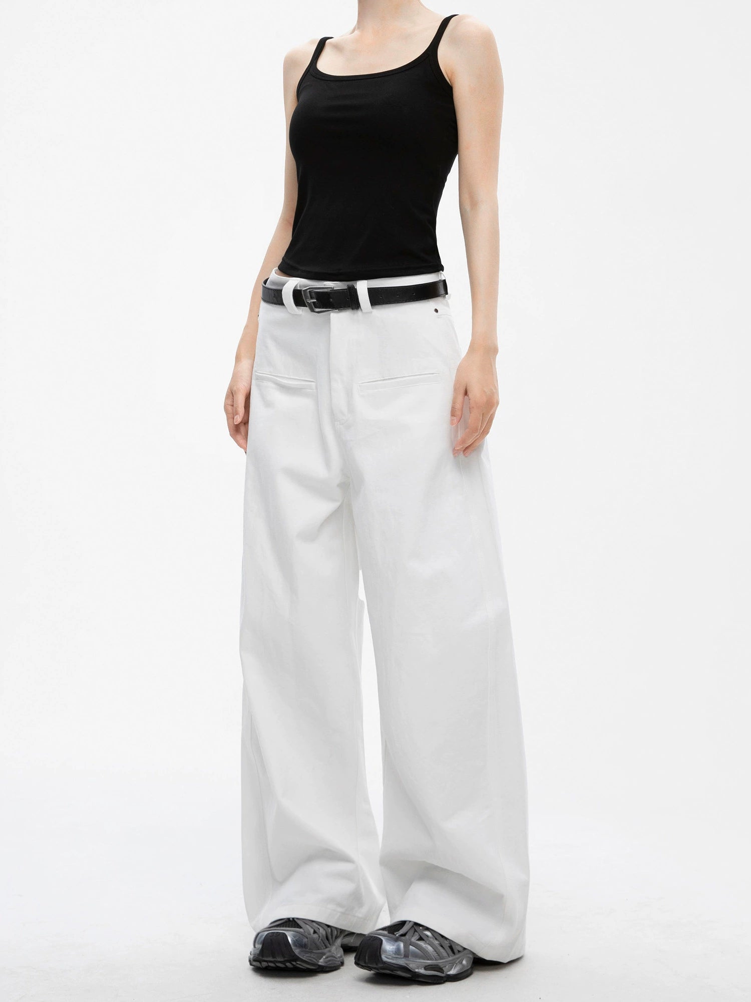 ICH MODE Loose Bf Straight-leg Pants High Waist Wide Leg Trousers