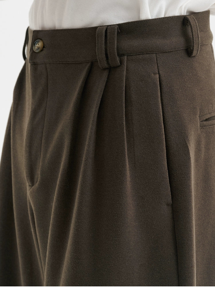 BUTTBILL Vintage Woolen Wide-leg Slacks