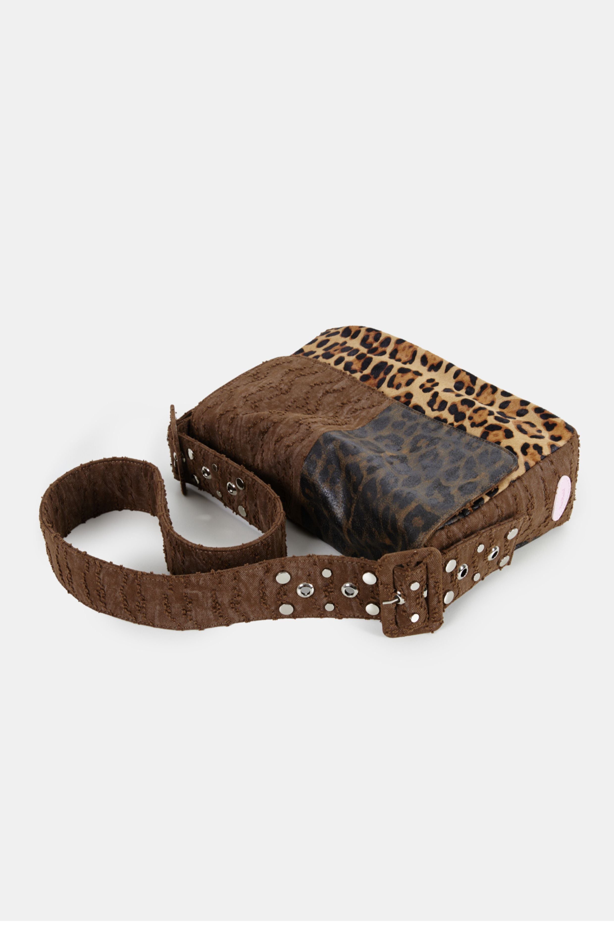 DirtySix "rahrah! Jaguar!" Ah Leopard messenger cow fur bag