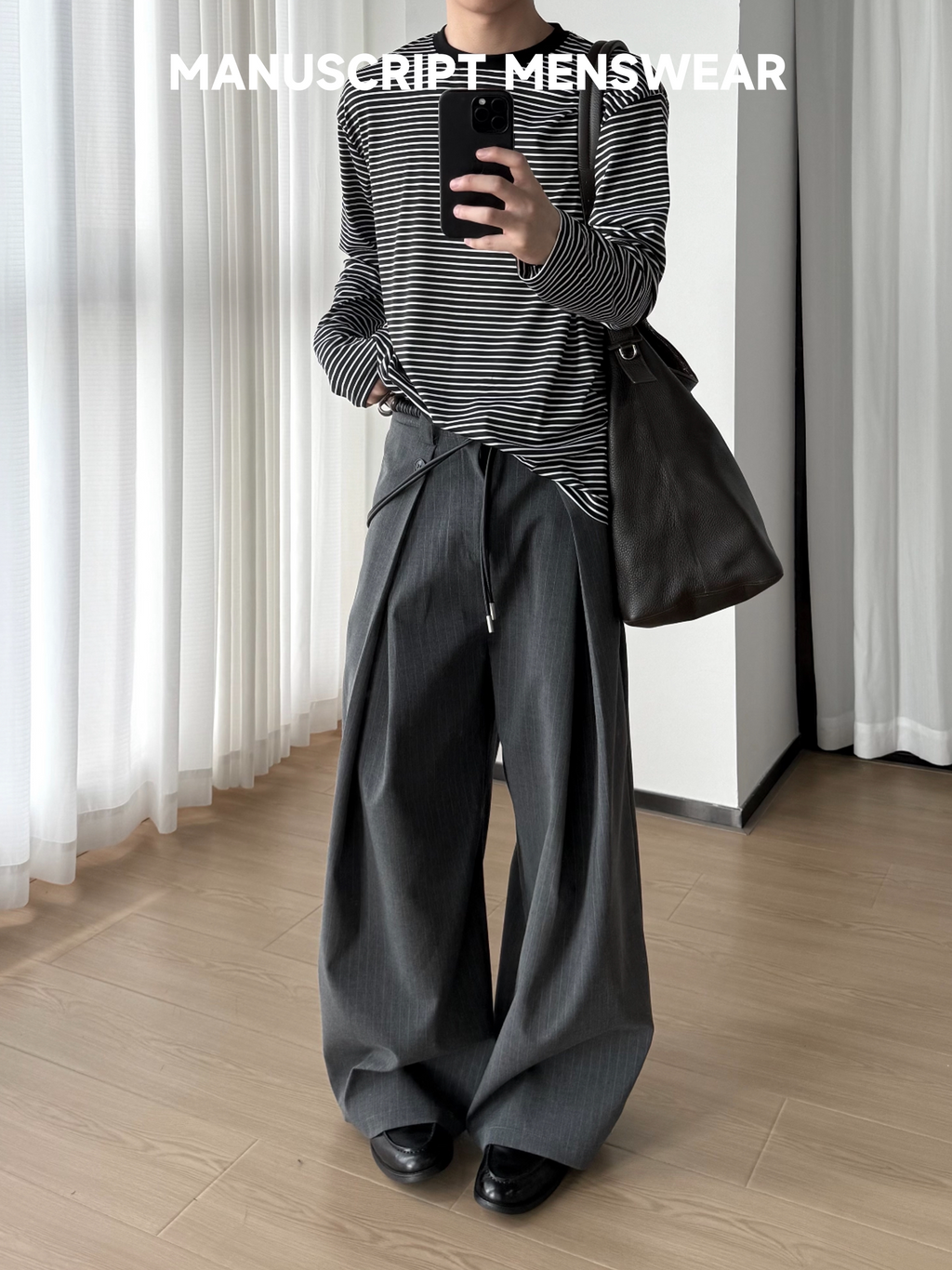 MANUSCRIPT Casual Loose Striped A-line Trousers