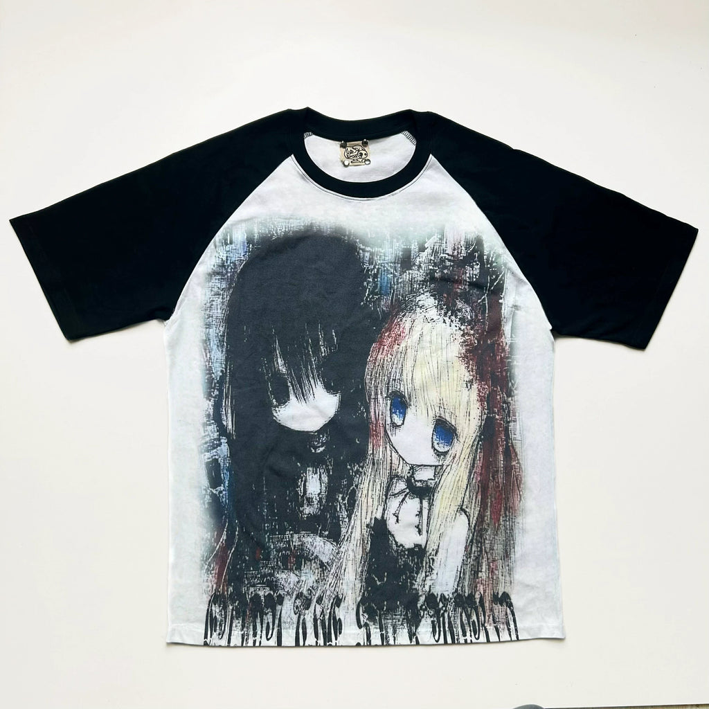 WEBBAR Loose Black and White Shoulder Tee