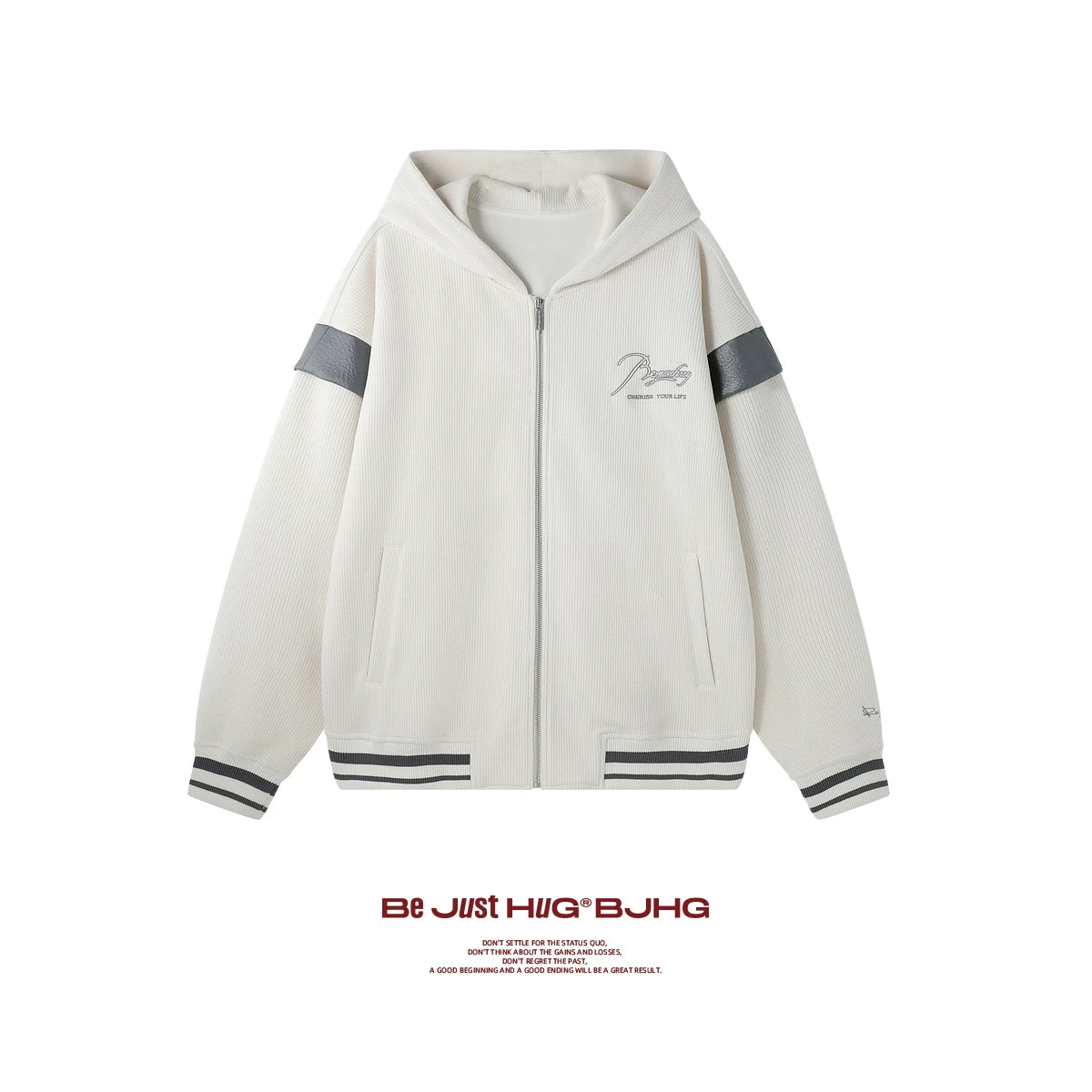 BJHG Corduroy Contrast Fake Two-piece Hooded Jacket