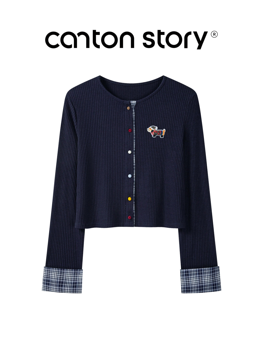 Cantonstory Color Button Knitted Slim-Fit Cardigan