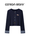 Cantonstory Color Button Knitted Slim-Fit Cardigan