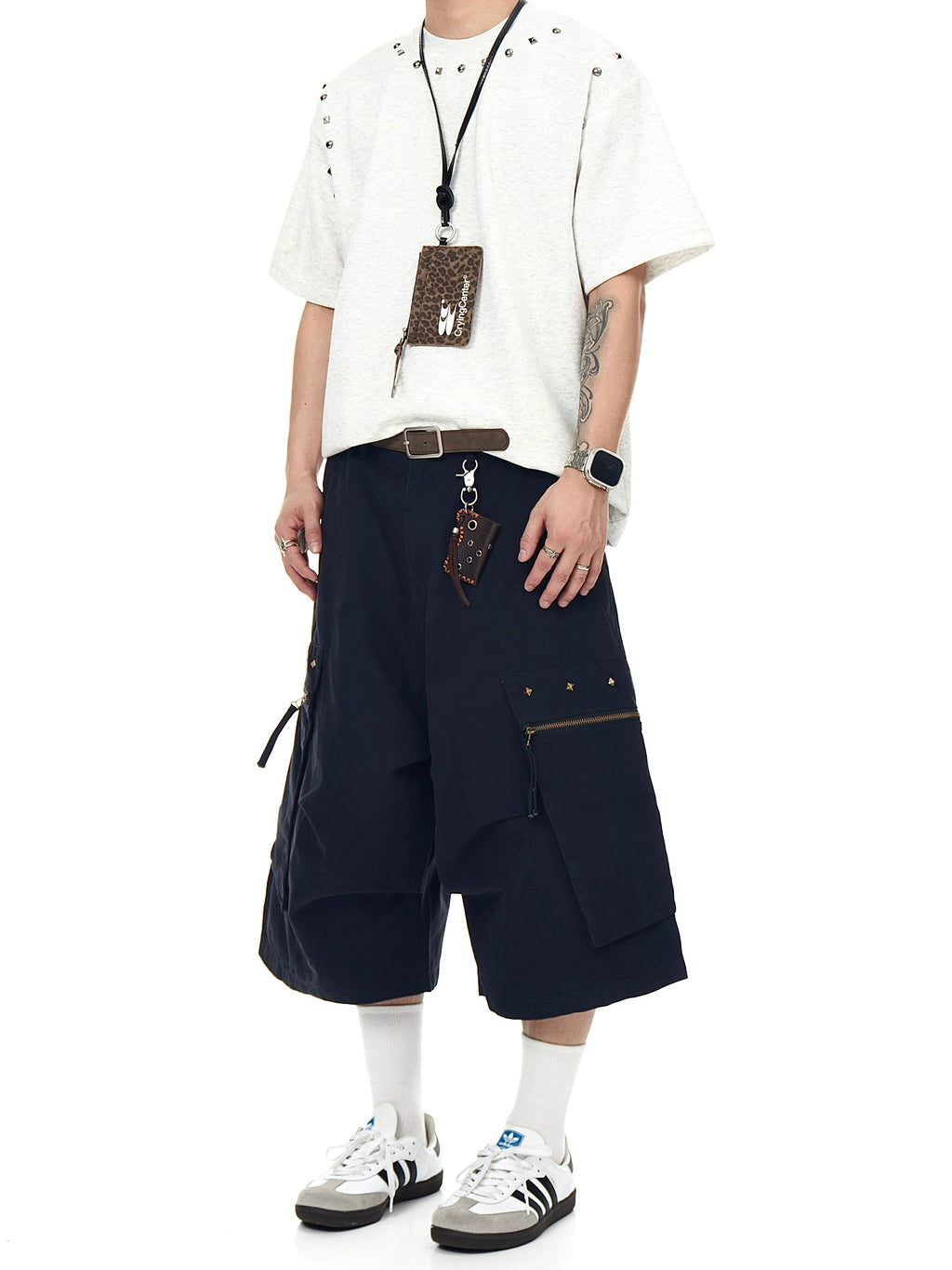 BLACKLISTS Pleated Rivet Multi-pocket Tooling Shorts