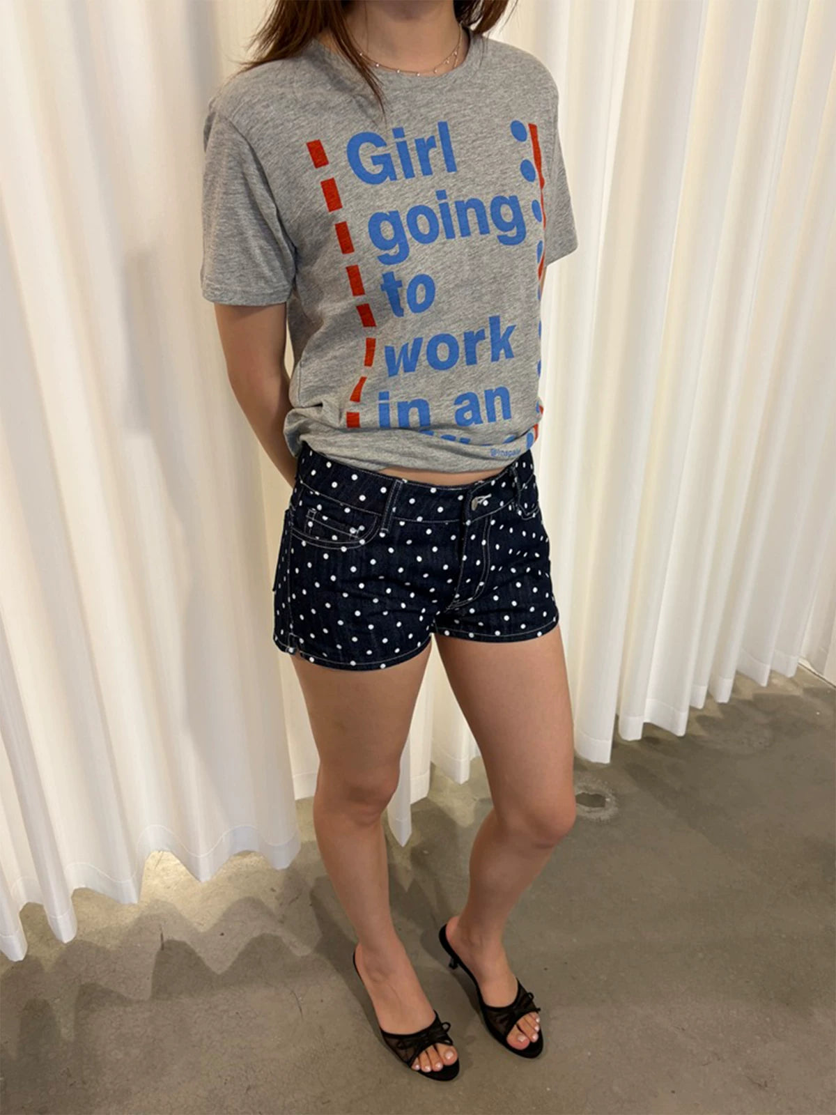 InsGale Contrasting Color English Printing Casual Tee