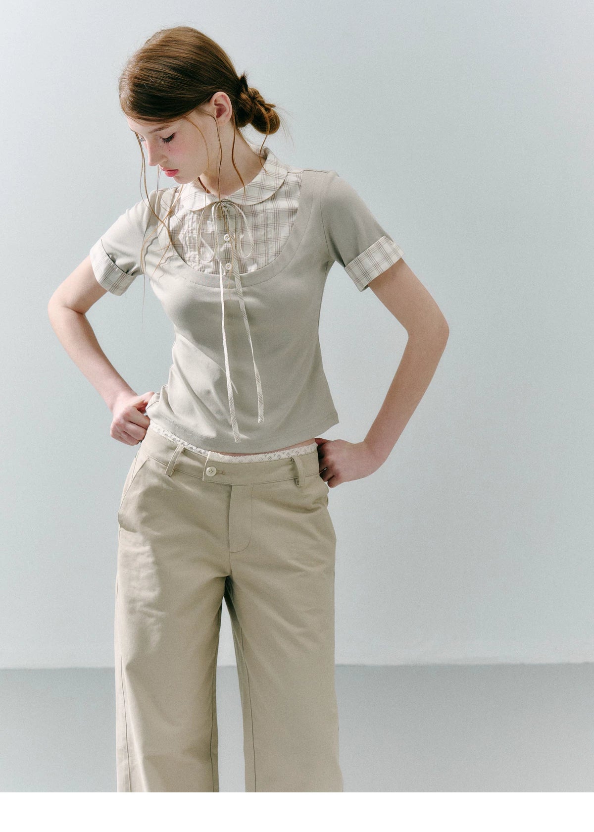 LOST FOREST Fake Two Piece Splicing Slim Tee