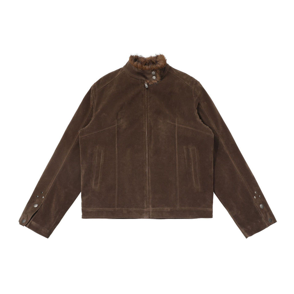 CHANYOOU Retro Stand-up Collar Fur Collar Fleece Short Coat