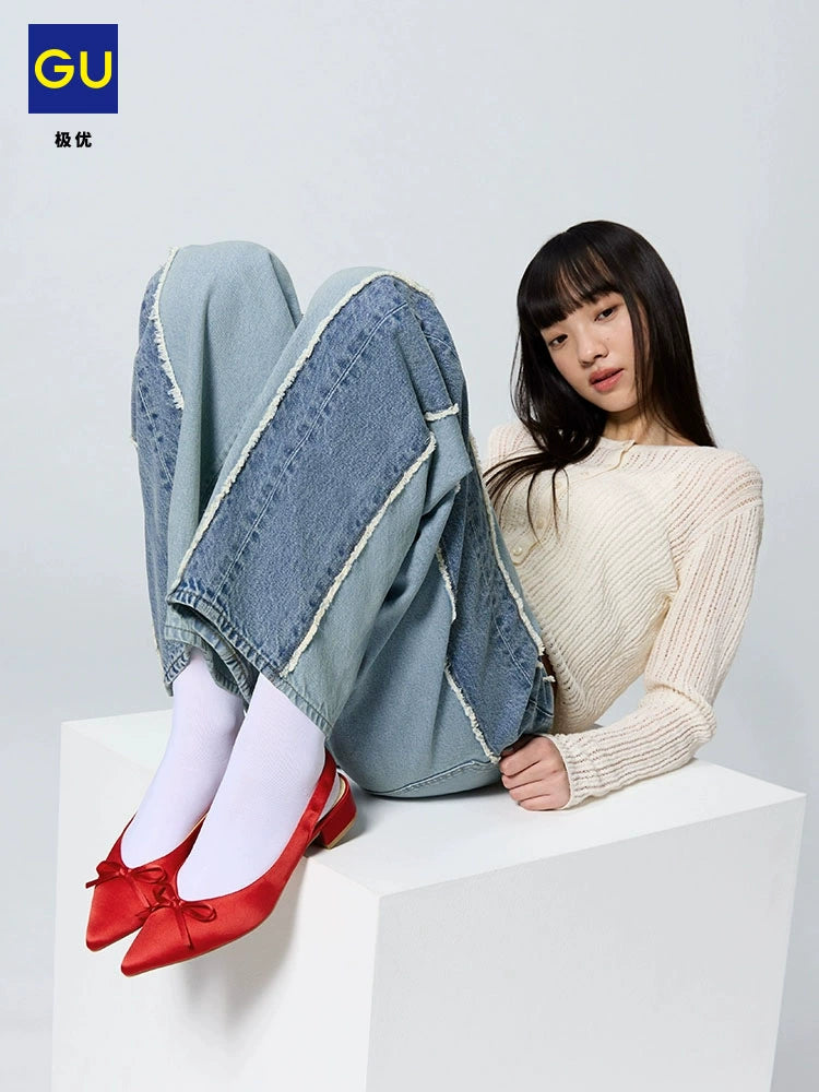 GU Color Matching Barrel Denim Scimitar Pants