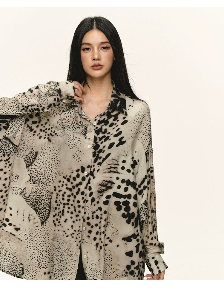 Anna Aneae Leopard Print Long Sleeve Shirt