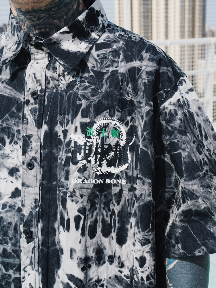 STA Tie-dye Lapel Button-down Shirt