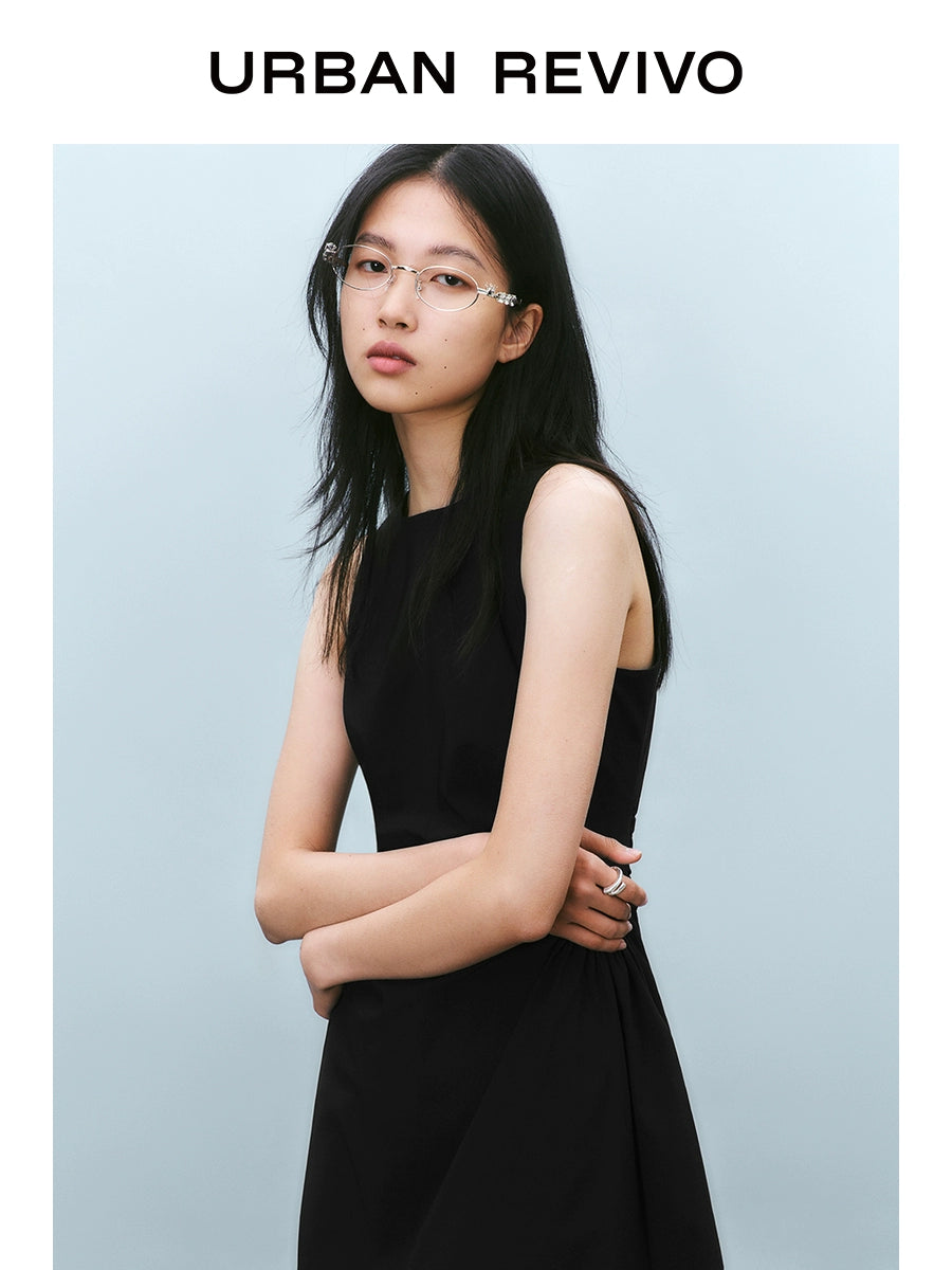 URBAN REVIVO Pleated Waist Slim Sleeveless Dress