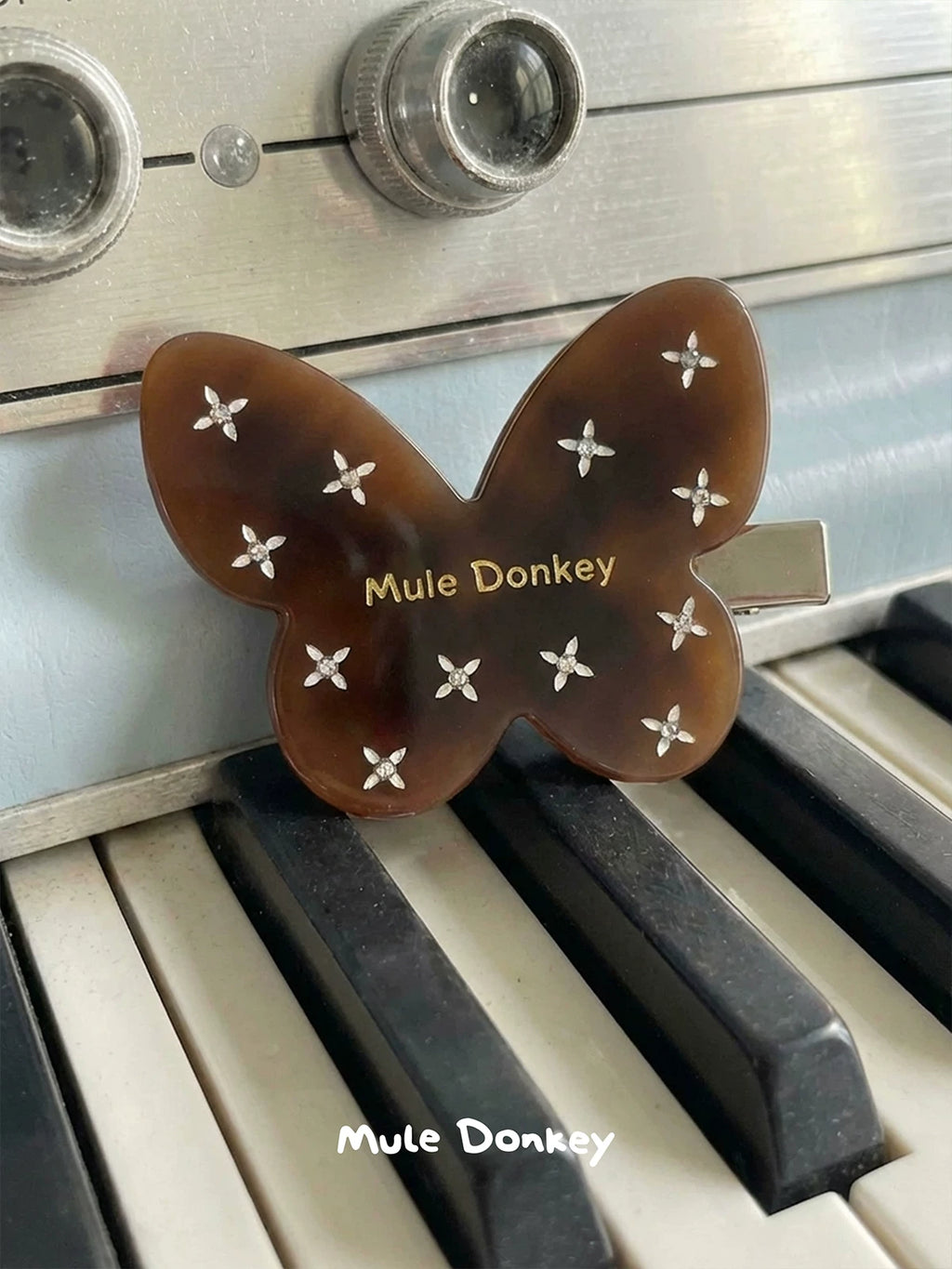 Mule Donkey Brown Butterfly Cute Edge Clip Side Hair Accessories