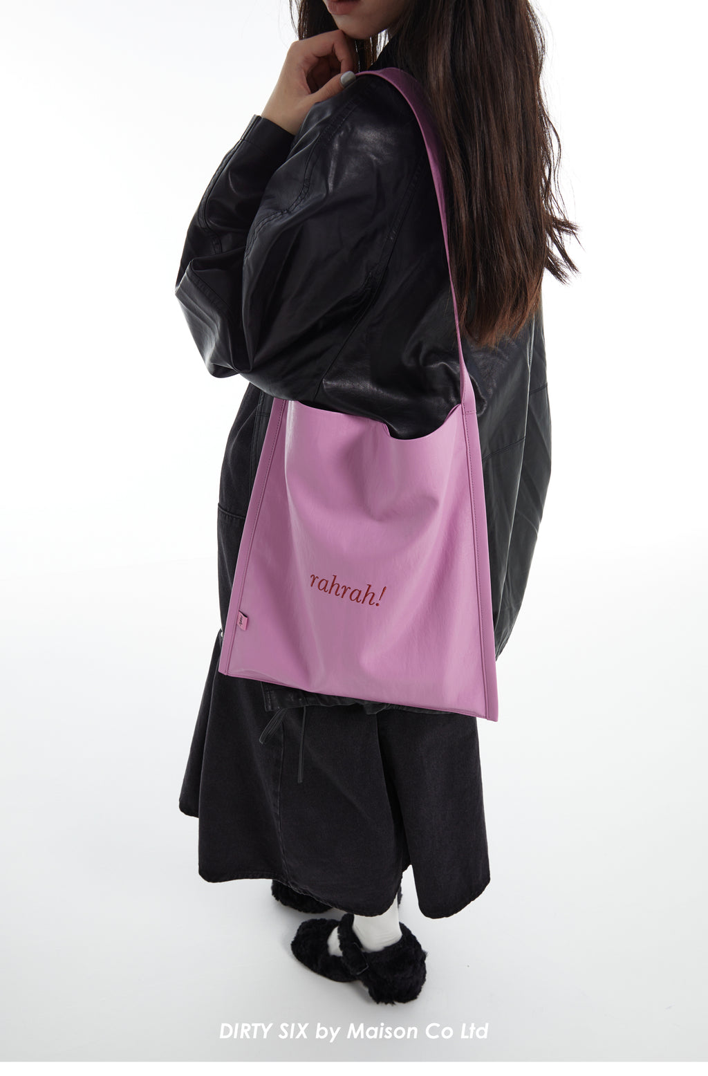 DirtySix "rahrah!" contrasting embroidery thread leather tote bag