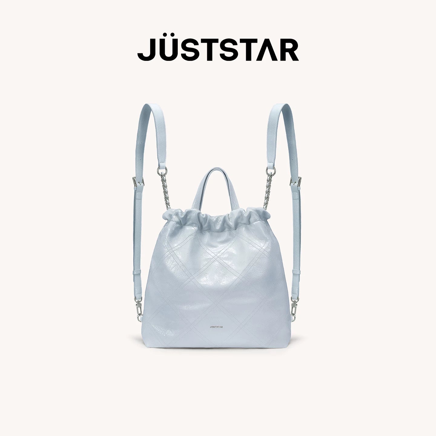 JUST STAR Rhombus Dual-purpose Double Shoulder Large-capacity Tote Bag