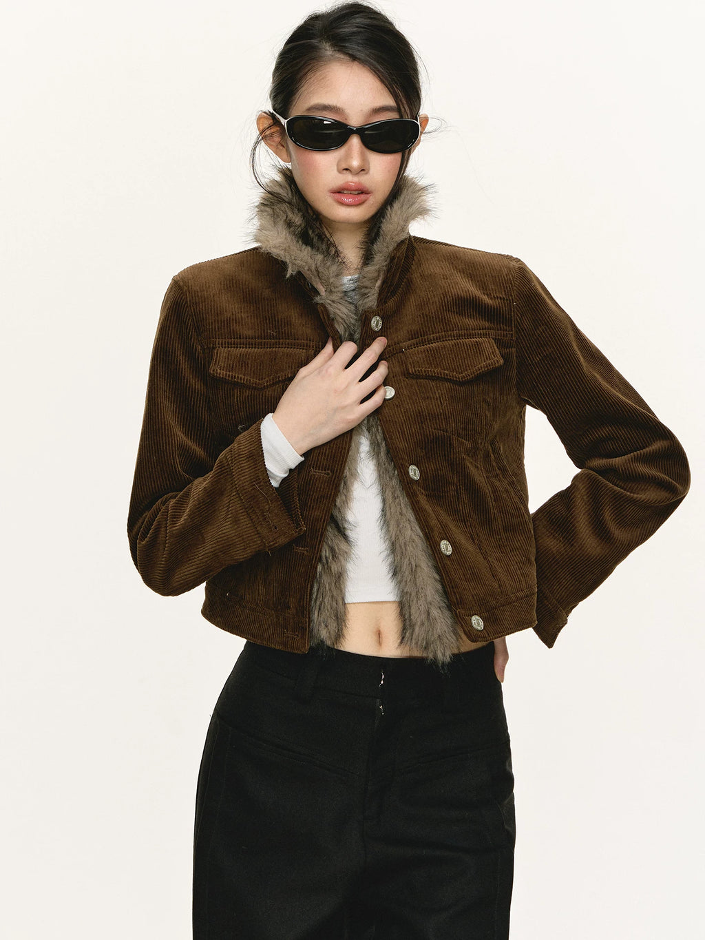 Anna Aneae Corduroy Short Thermal Plush Jacket