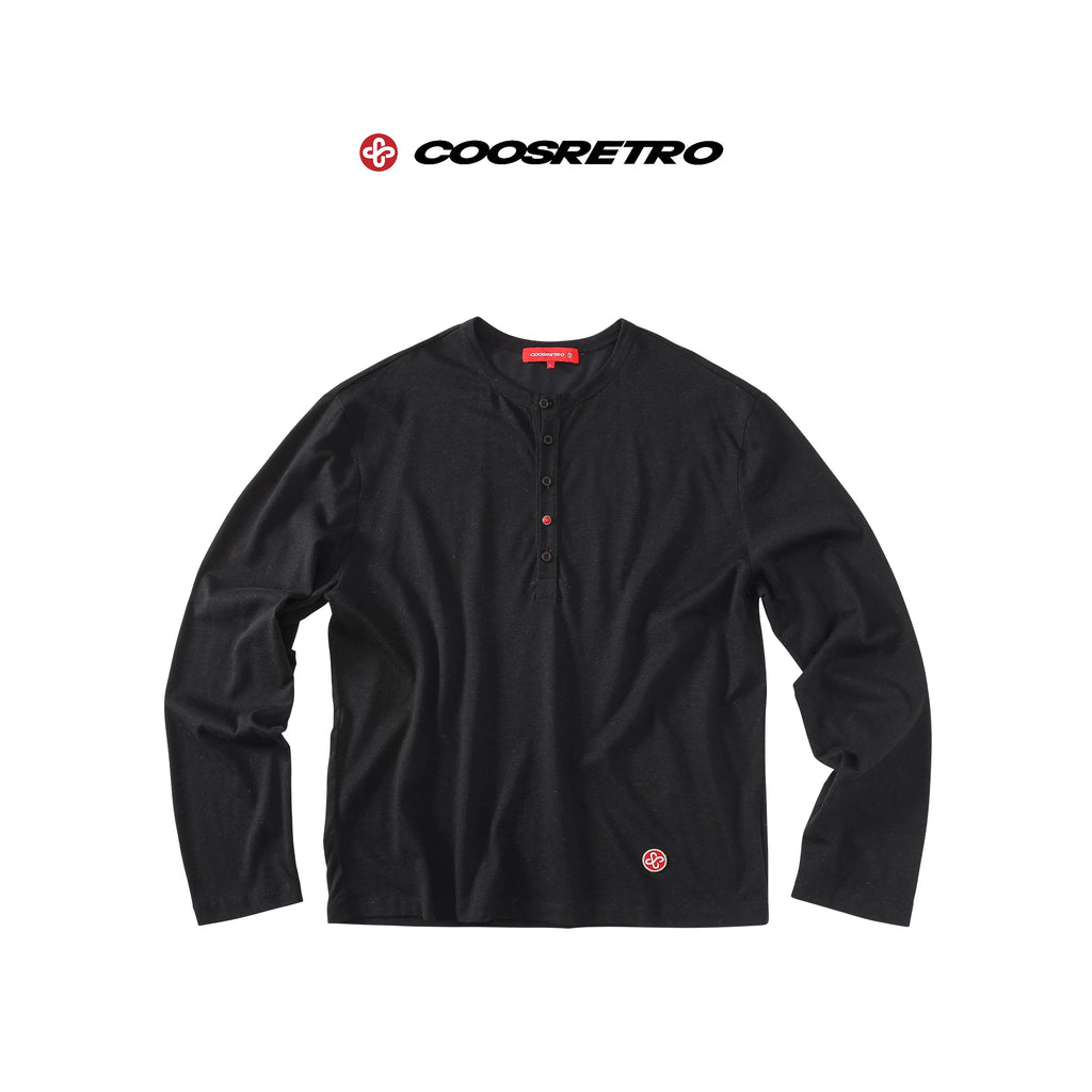 CoosRetro Loose Henry Neck Knitted Long Sleeve